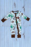 Western patterns long sleeve unisex infant baby boutique romper DLH2897