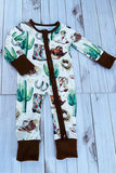 Western patterns long sleeve unisex infant baby boutique romper DLH2897