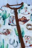 Western patterns long sleeve unisex infant baby boutique romper DLH2897