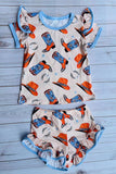 Western cowgirl ruffle top & shorts girls boutique set DLH2901