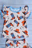 Western cowgirl ruffle top & shorts girls boutique set DLH2901