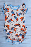 Western cowgirl ruffle top & shorts girls boutique set DLH2901