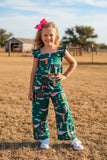 Western cowgirl green crop top & wide leg pant girls boutique set DLH2902