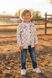 Western checkered long sleeve unisex kids boutique shirt DLH2903 11S1