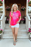 DLH8605 "HOW SWEET IT'S TO BE LOVED BY YOU"words printed short sleeve women fuchsia tops GS10