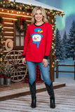 Christmas snowman printed red long sleeve women t-shirt DLH9749 (IS8)/Afloor