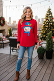 Christmas snowman printed red long sleeve women t-shirt DLH9749 HS4