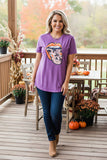 Western halloween mouth print short sleeve women's boutique tops DLH9804 BS10