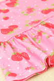 Chic pink strawberry top & shorts 2pcs girls boutique sets XCH04015 (A4S2)