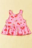 Chic pink strawberry top & shorts 2pcs girls boutique sets XCH04015 (A4S2)
