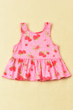 XCH04015 Pink strawberry sleeveless top & shorts 2pcs girls clothing sets