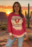 HOWDY HOLIDAYS printed  long sleeve women red top XCH13886