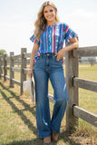 Western Aztec/Cowboy short sleeve women's boutique top FW10191 (DS4)