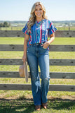 Western Aztec/Cowboy short sleeve women's boutique top FW10191 (DS4)