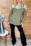 Western cactus printed & olive green long sleeve women tops GJQ10114 (FS13)
