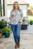 Western aztec print long sleeve women's boutique top GJQ10223 (AS5) FS12