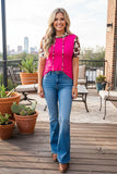 Western cowv hoodie & pink women's boutique top w/short sleeve GJQ10437 ES12