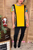 Yellow & Black & Western prints short sleeve women t-shirt GJQ10664 (ES3)