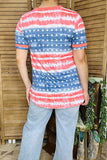 Women'st-shirt wholesale 4th July USA Flag tie dye printed short sleeve top GJQ11663