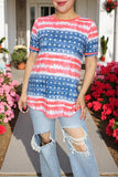 Women'st-shirt wholesale 4th July USA Flag tie dye printed short sleeve top GJQ11663