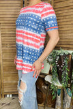 Women'st-shirt wholesale 4th July USA Flag tie dye printed short sleeve top GJQ11663