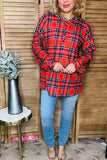 Christmas checkered long sleeve hoodie women blouse GJQ11671 DS12