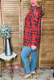 Christmas checkered long sleeve hoodie women blouse GJQ11671 DS12