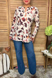 Western cow patterns long sleeve women's boutique top Southern Stitch GJQ12197