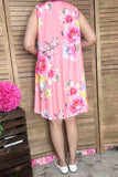 Trendy floral printed sleeveless women boutique dresses w/side pockets GJQ12999 (AS15)