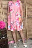 Trendy floral printed sleeveless women boutique dresses w/side pockets GJQ12999 (AS15)