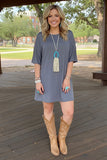 Western Dark gray women's boutique dress w/fringe tassel on the back GJQ13216 BS2