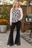Western leopard printed pink raglan long sleeve women's boutique top GJQ13384 FS3