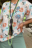 GJQ14072 Floral prints short sleeve women top