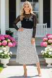 Women's skirt wholesale White/Black leopard printed long skirt w/leg slit GJQ14076 IS11