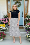 Women's skirt wholesale White/Black leopard printed long skirt w/leg slit GJQ14076 IS11
