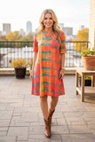 Western checked printed short sleeve women's boutique dress GJQ14144 (AS7)/Efloor