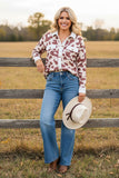 Western cow printed long sleeve women's boutique shirt w/pockets GJQ14253 CS1
