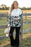 Western leopard & white long sleeve women's boutique blouse GJQ14288 DS6