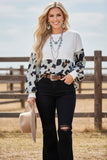 Western leopard & white long sleeve women's boutique blouse GJQ14288 DS6
