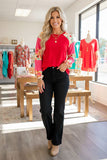 Western Pink & Floral printed & red color block women's boutique top GJQ14619 HS1