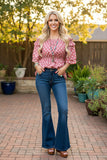 Trendy Blush & White dot off shoulder women's boutique top GJQ14796 (ES2)