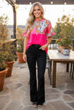 Western cow & floral printed fuchsia women's boutique top GJQ14900 (ES7)