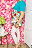 Women's clothing suppliers Turquoise&  Paisley floral prints baby doll tops GJQ14904 (ES2)