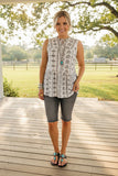 Western chic aztec printed & sleeveless women's boutique top Southern Stitch GJQ14967 (DS6)