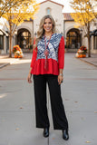 Western aminal printed & red hollowed out women tops GJQ15031 (BS12)
