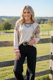 Western leopard & beige long sleeve women's boutique top GJQ15315 ES10