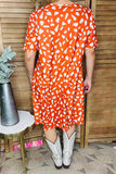 Rust leopard printed short sleeve w/side pockets women dresses GJQ15562 Afloor