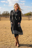 Black/white striped Turtleneck & irregular bottom women's boutique dress GJQ15563 AS11