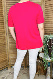 T-shirt wholesale Fuchsia solid color short sleeve women tops GJQ15567