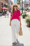 Chic fuchsia short sleeve women's boutique tops Southern Stitch GJQ15567 (DS4)